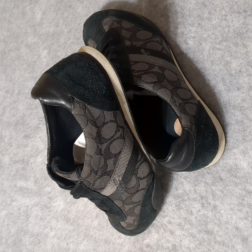 Coach Kelson Black Monogram Logo Lace Tie Sneaker women size 9.5B - Picture 5 of 8